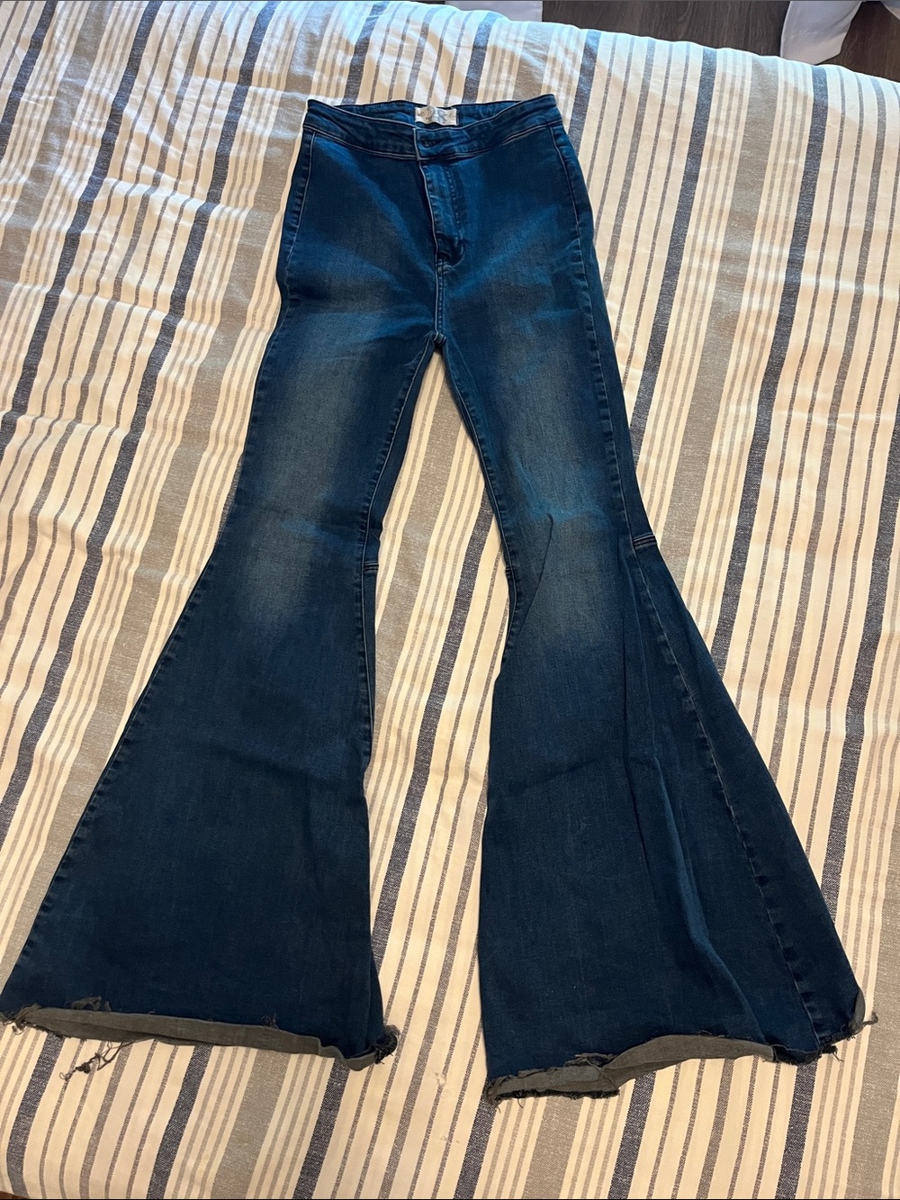 We The Free Dark Blue High-Rise Flare Jeans